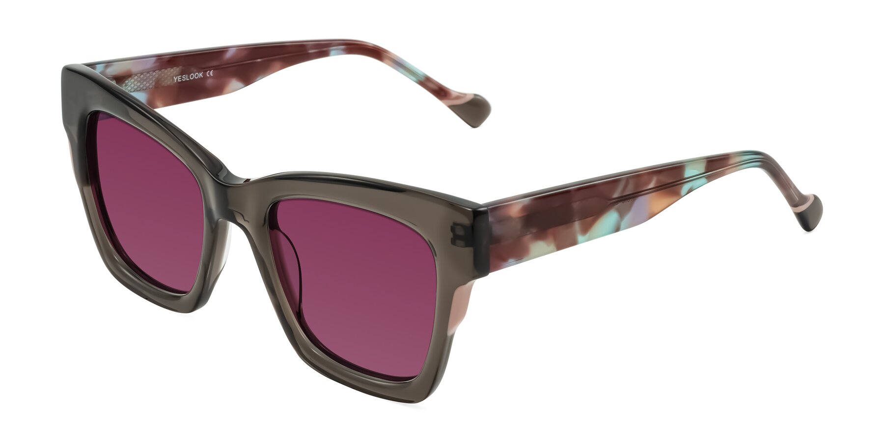 Angle of Yatole in Gray/Floral with Wine Tinted Lenses
