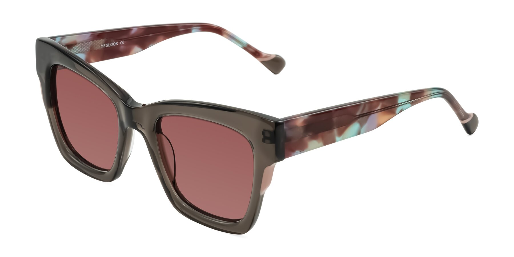 Angle of Yatole in Gray/Floral with Garnet Tinted Lenses