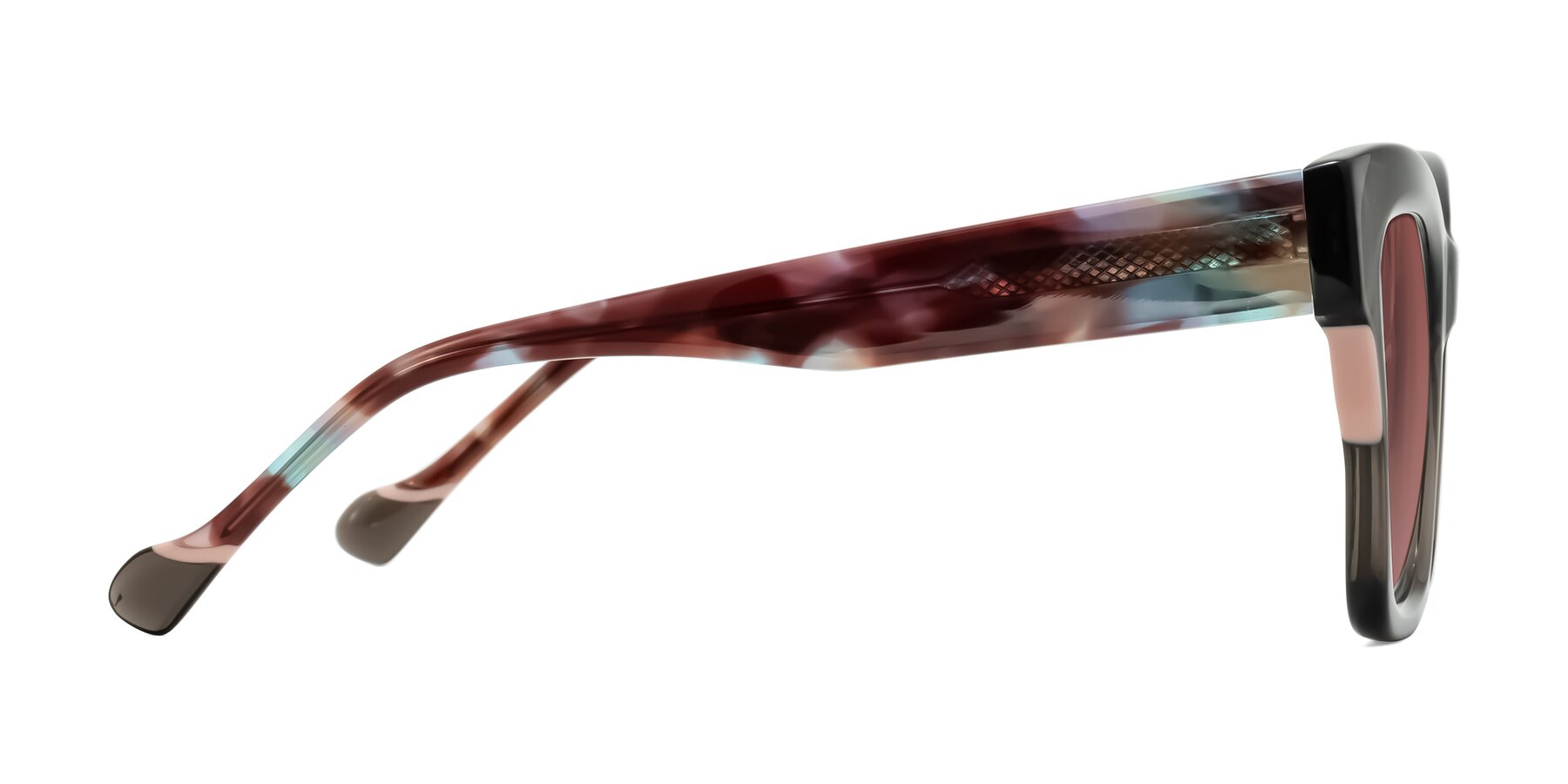 Side of Yatole in Gray/Floral with Garnet Tinted Lenses
