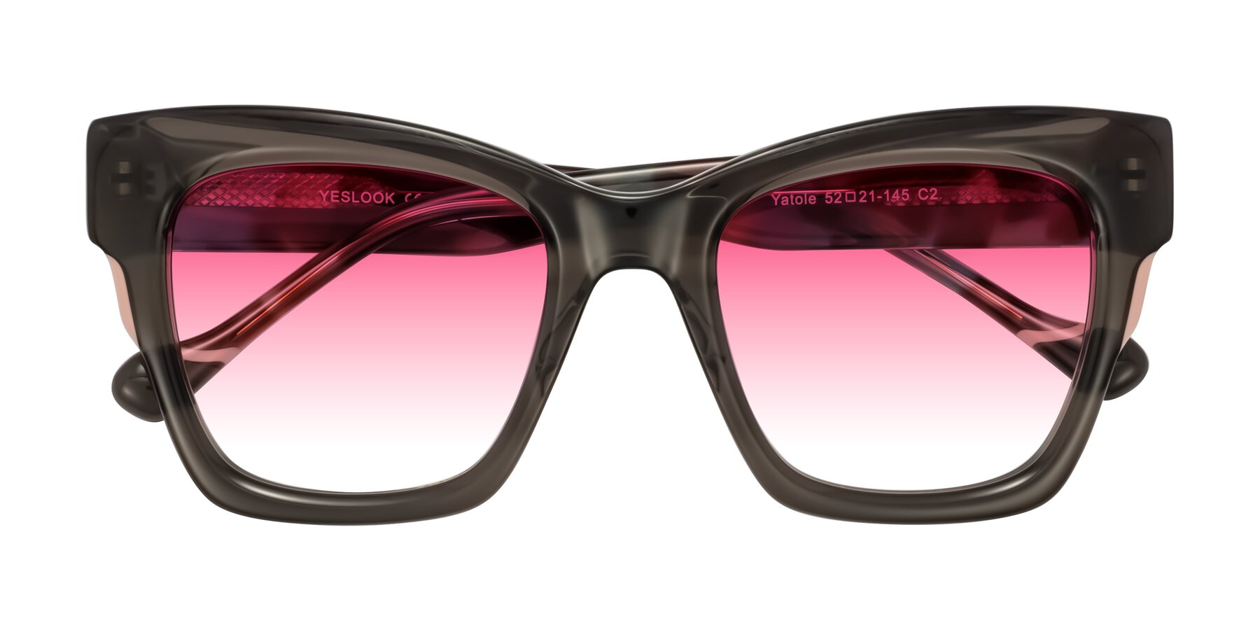 Folded Front of Yatole in Gray/Floral with Pink Gradient Lenses