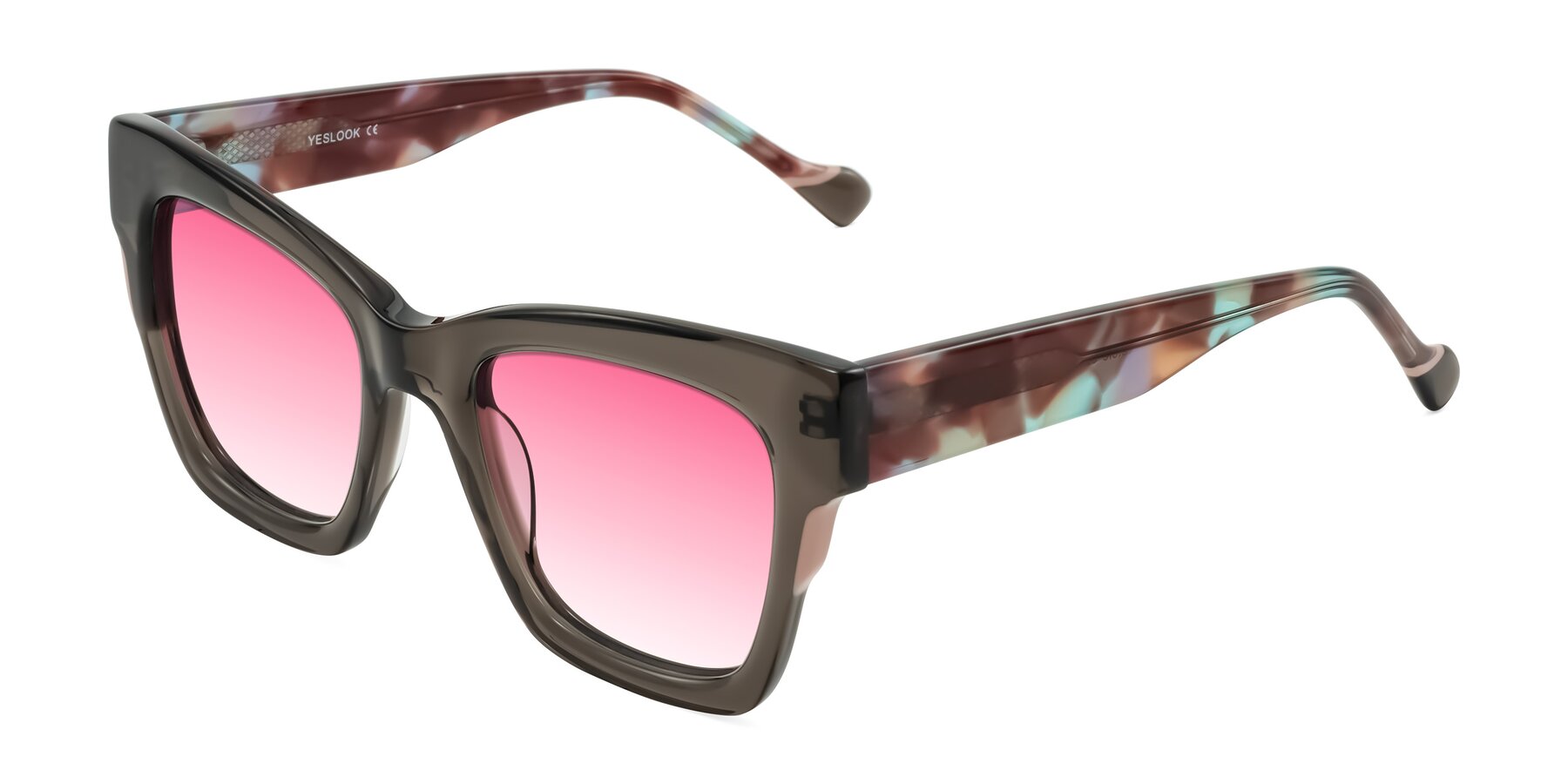 Angle of Yatole in Gray/Floral with Pink Gradient Lenses