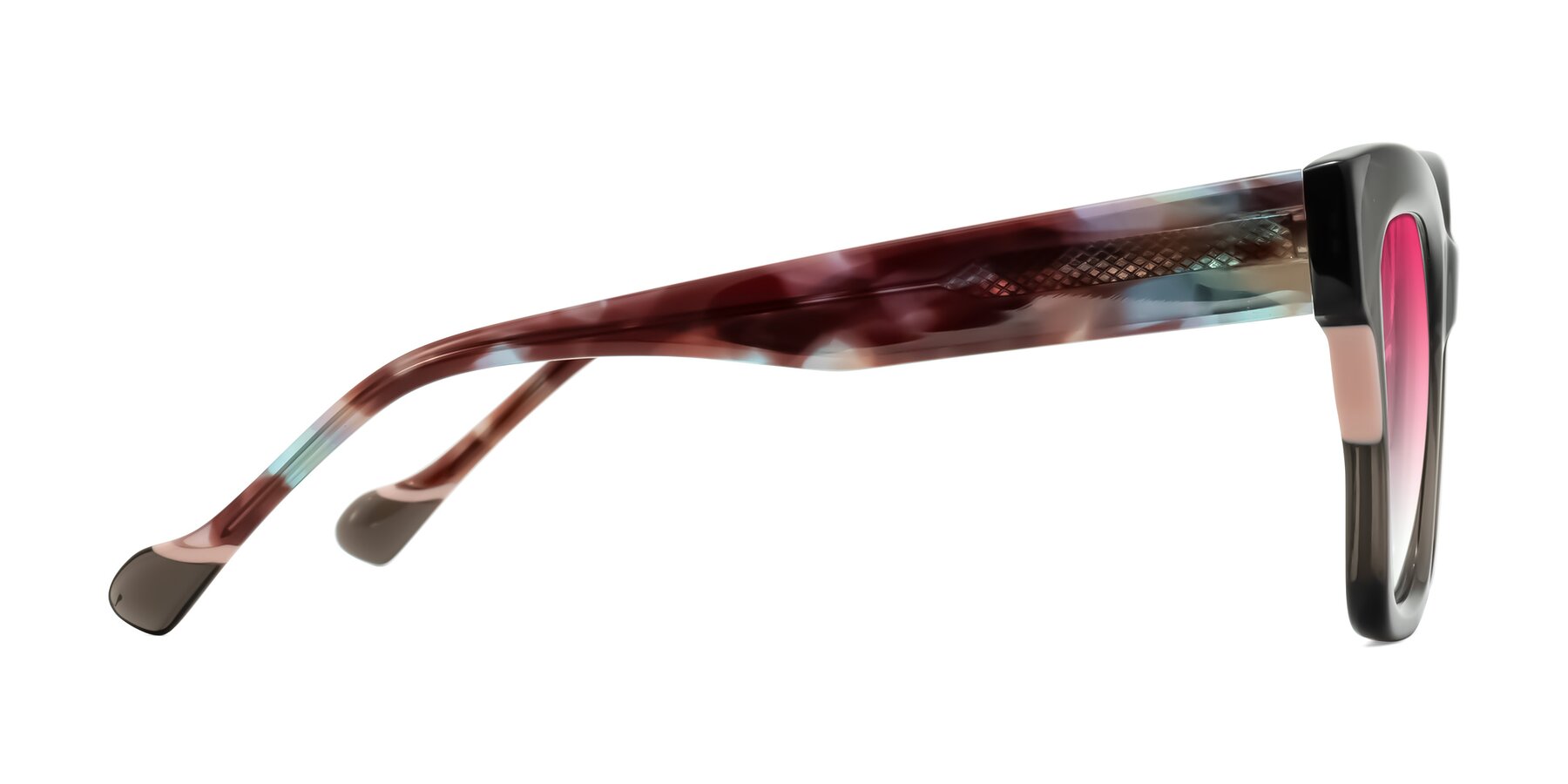 Side of Yatole in Gray/Floral with Pink Gradient Lenses