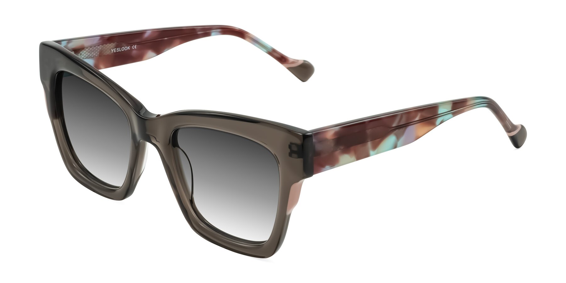 Angle of Yatole in Gray/Floral with Gray Gradient Lenses