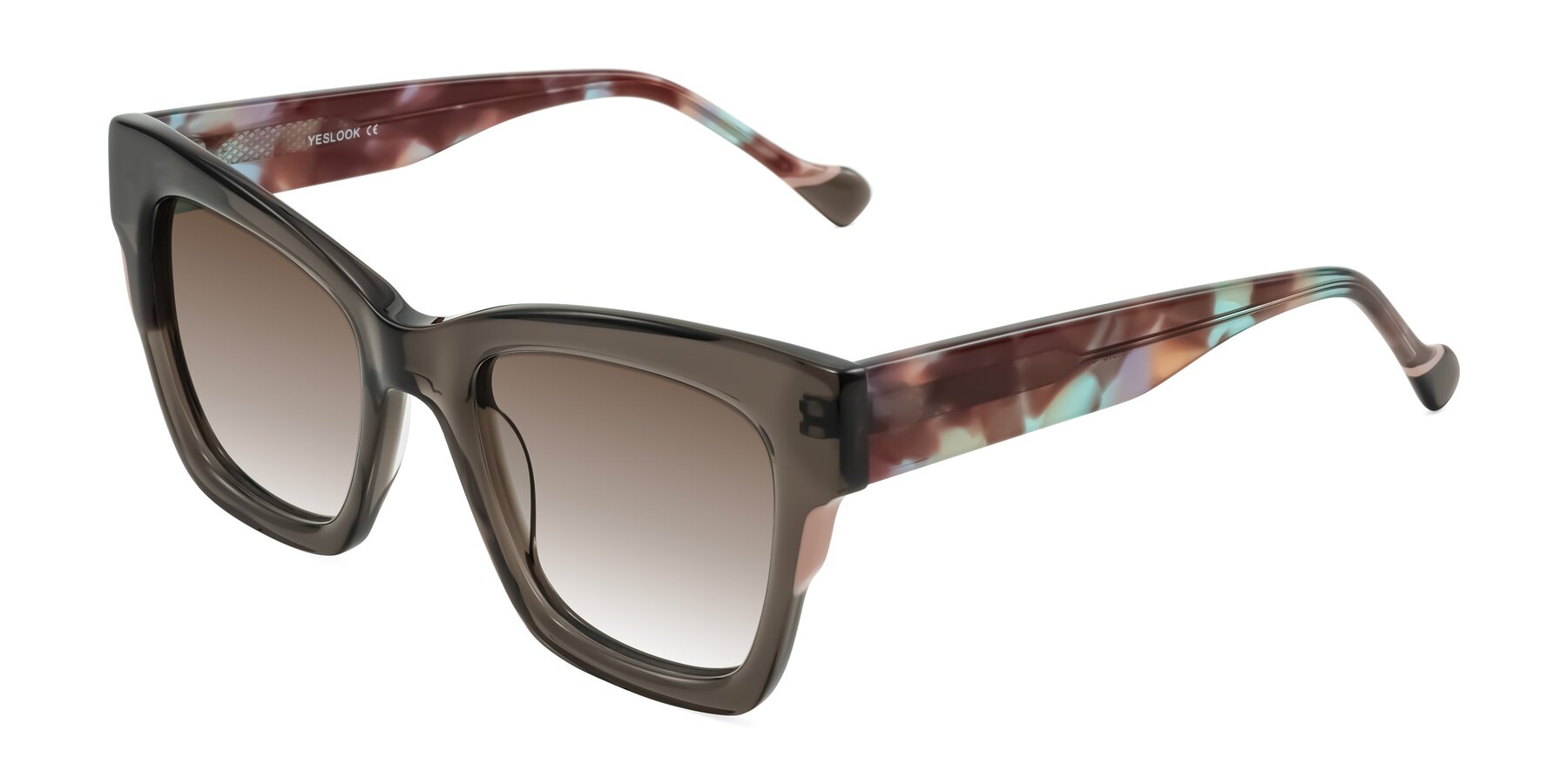 Angle of Yatole in Gray/Floral with Brown Gradient Lenses