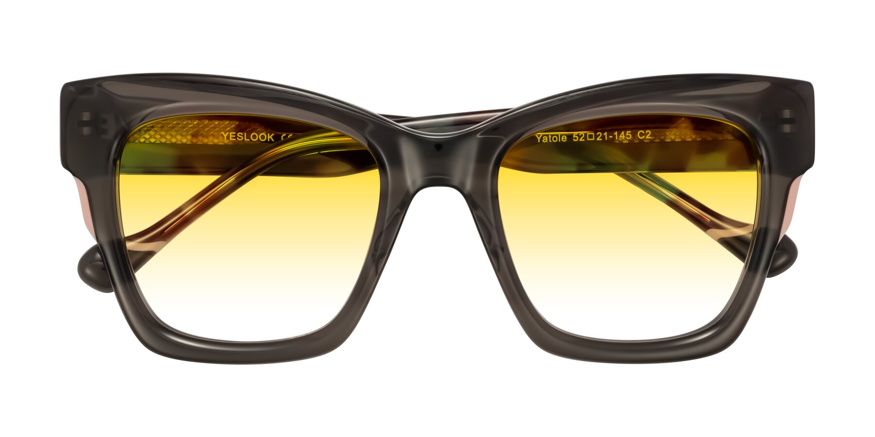 Folded Front of Yatole in Gray/Floral with Yellow Gradient Lenses
