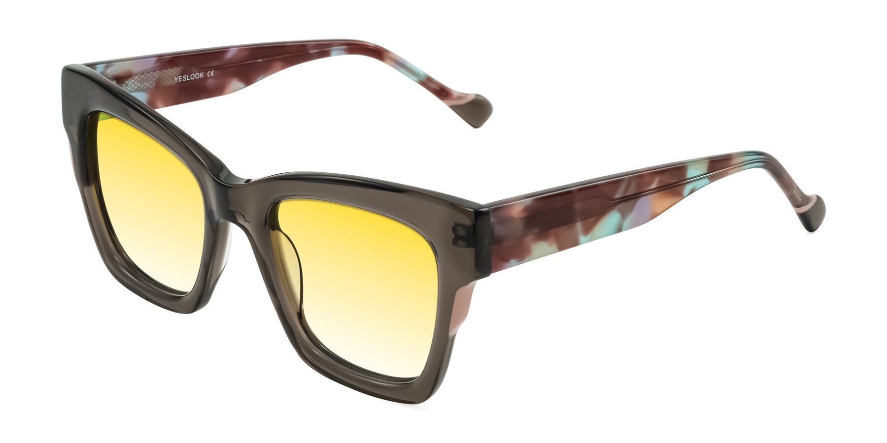 Angle of Yatole in Gray/Floral with Yellow Gradient Lenses