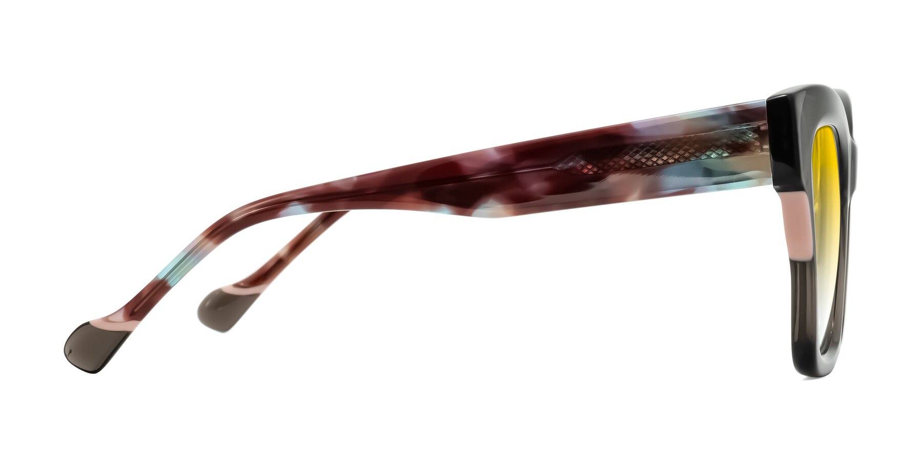 Side of Yatole in Gray/Floral with Yellow Gradient Lenses