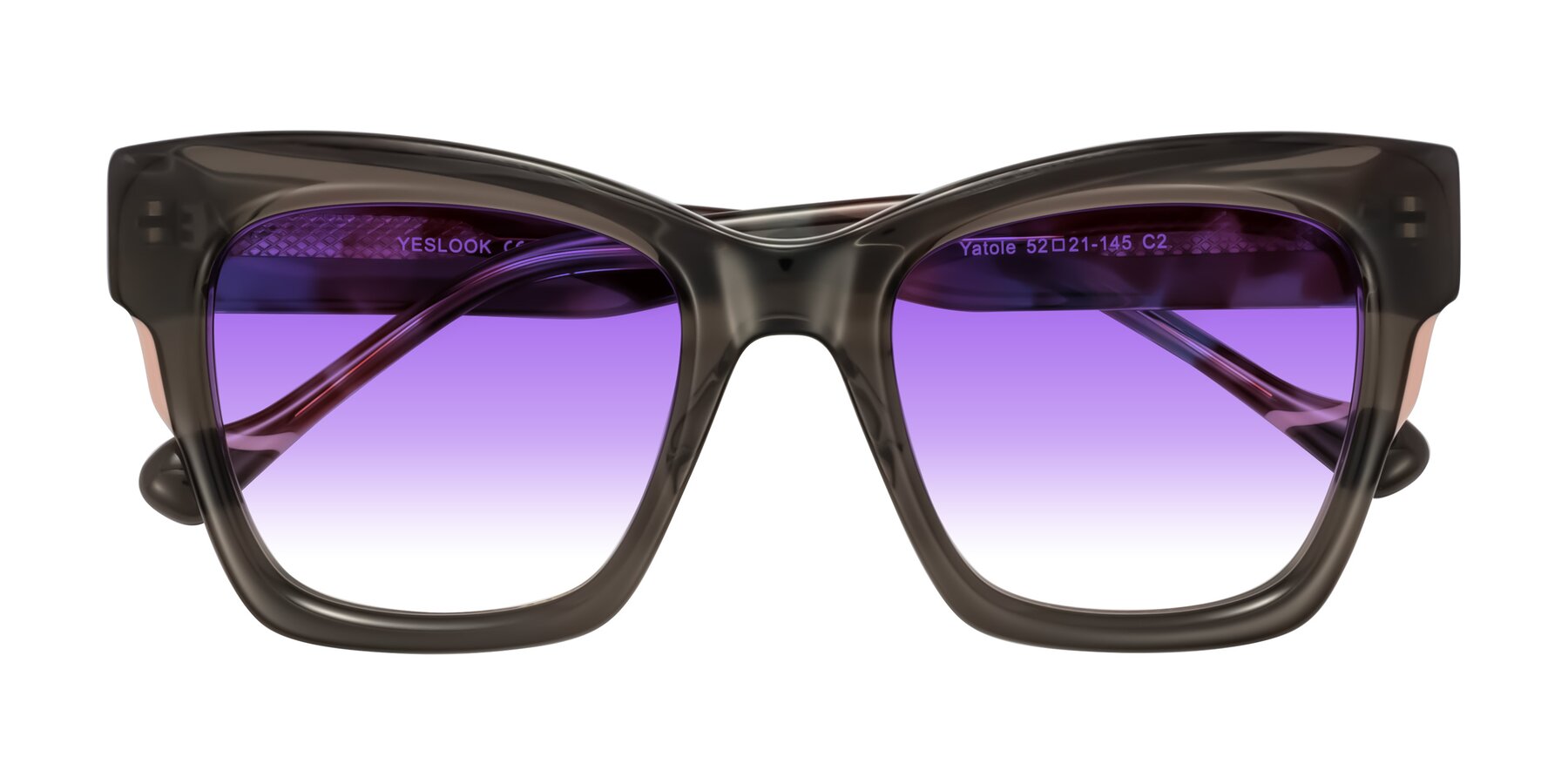 Folded Front of Yatole in Gray/Floral with Purple Gradient Lenses