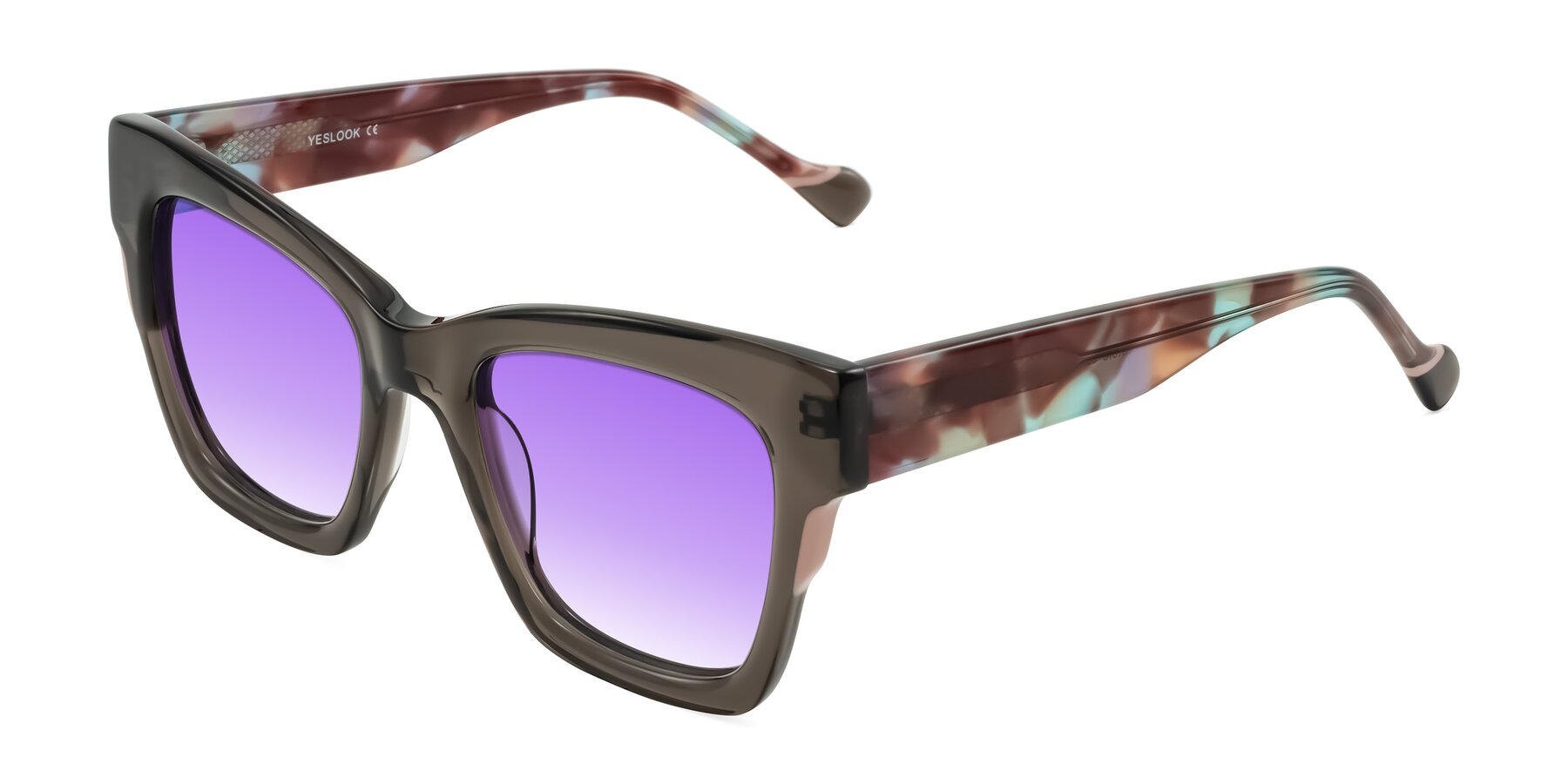 Angle of Yatole in Gray/Floral with Purple Gradient Lenses