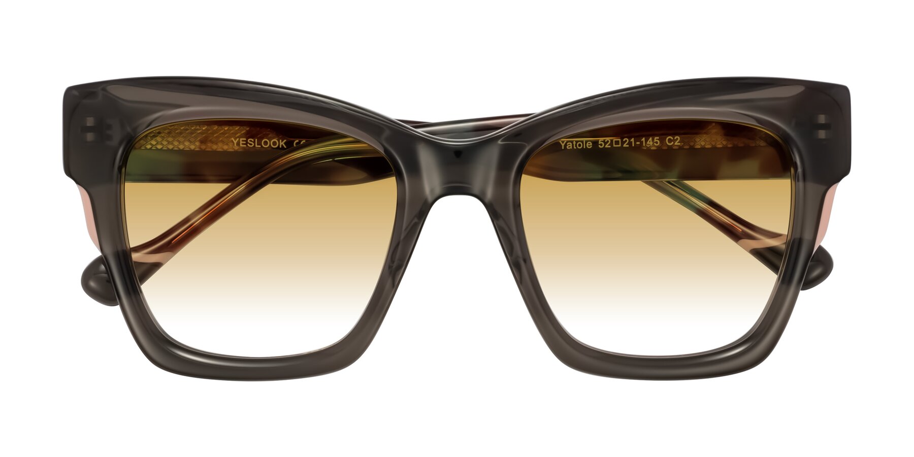 Folded Front of Yatole in Gray/Floral with Champagne Gradient Lenses