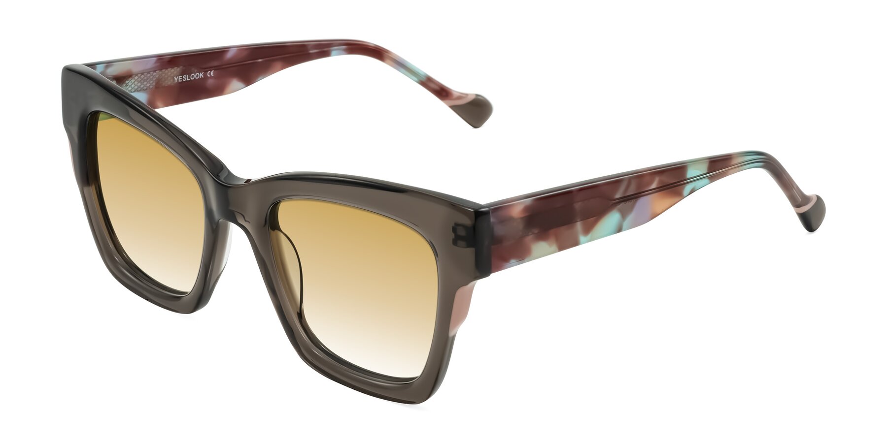 Angle of Yatole in Gray/Floral with Champagne Gradient Lenses