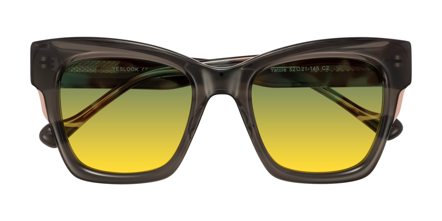 Folded Front of Yatole in Gray/Floral with Green / Yellow Gradient Lenses