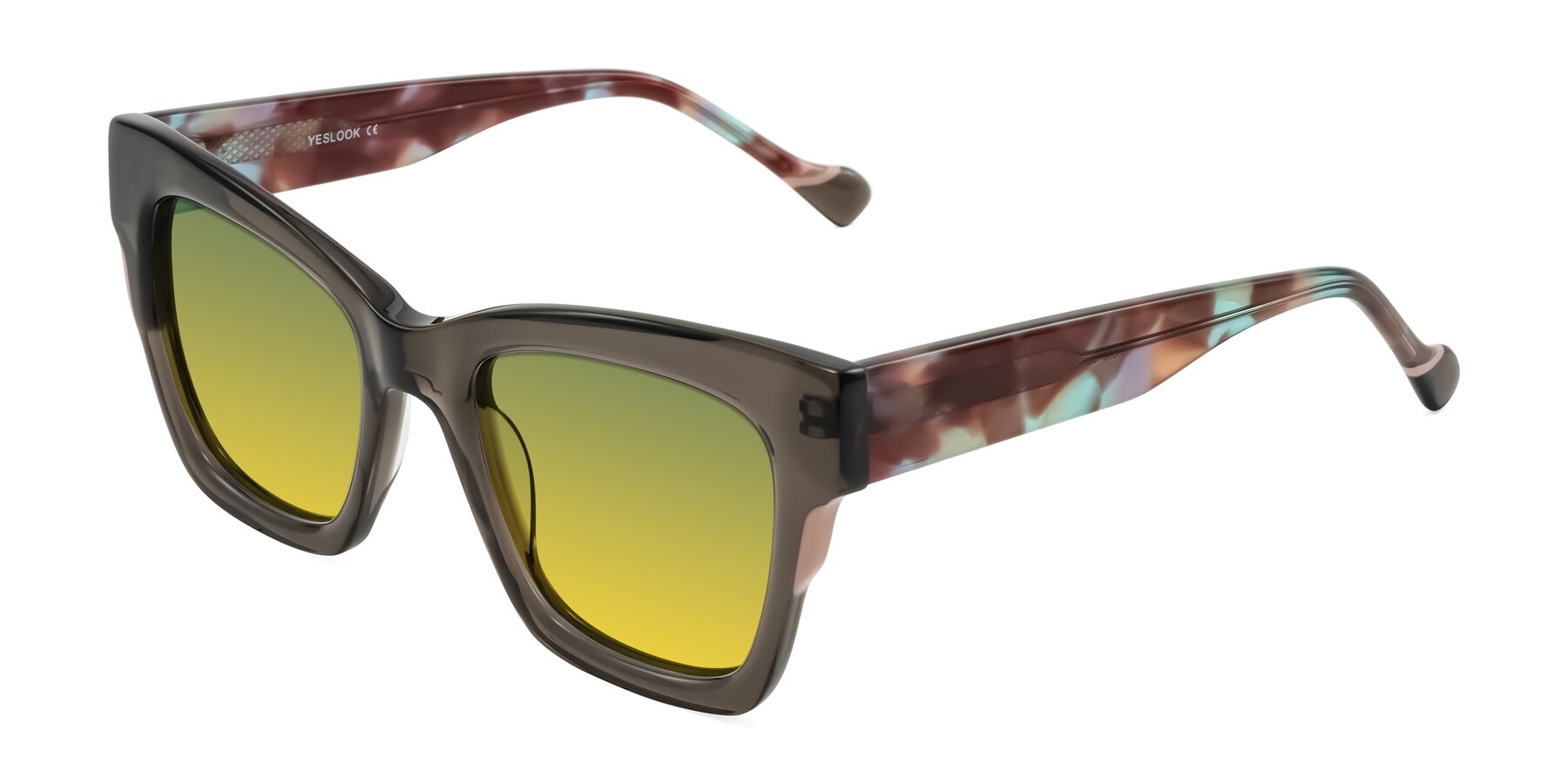 Angle of Yatole in Gray/Floral with Green / Yellow Gradient Lenses