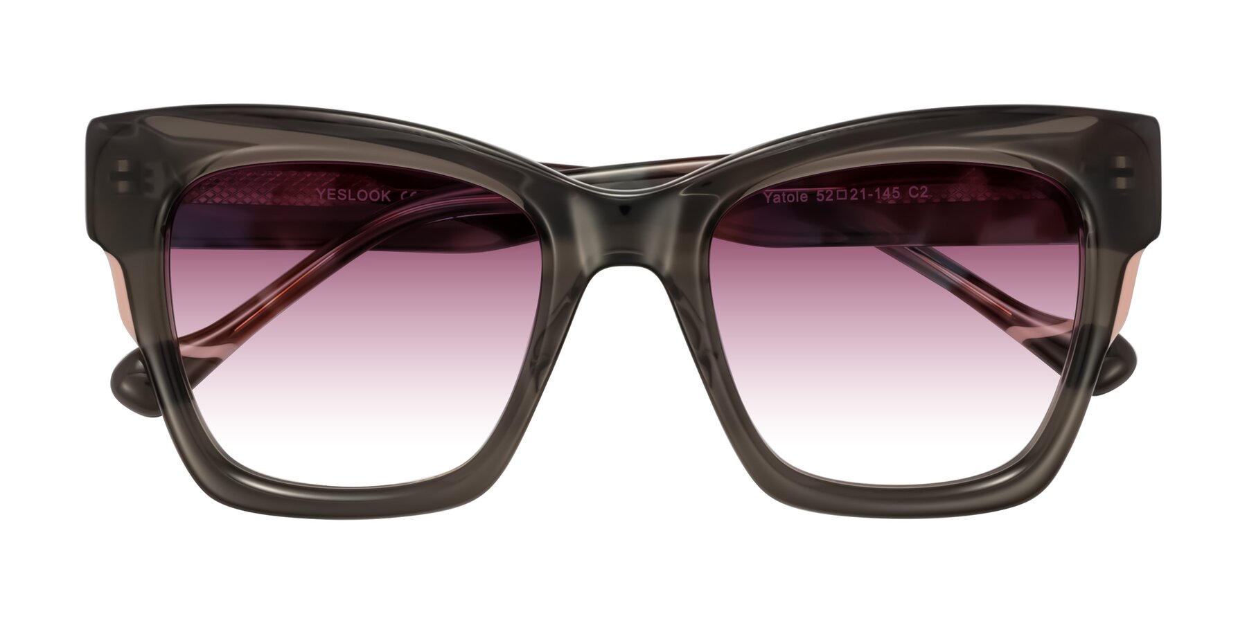 Folded Front of Yatole in Gray/Floral with Wine Gradient Lenses