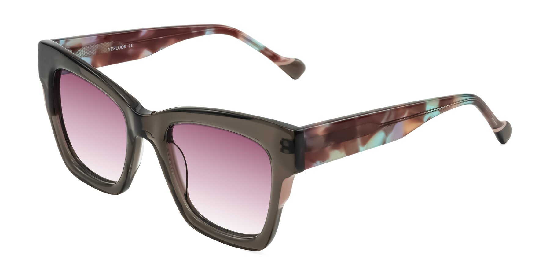 Angle of Yatole in Gray/Floral with Wine Gradient Lenses