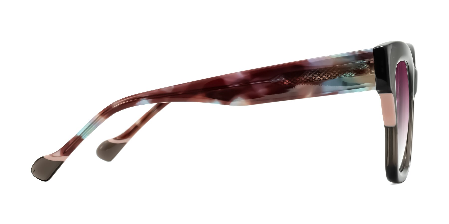 Side of Yatole in Gray/Floral with Wine Gradient Lenses