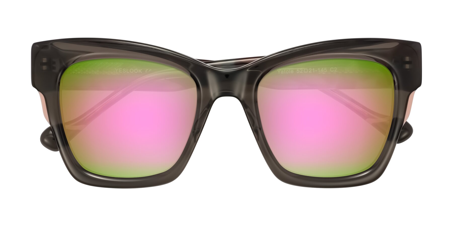 Folded Front of Yatole in Gray/Floral with Pink Mirrored Lenses