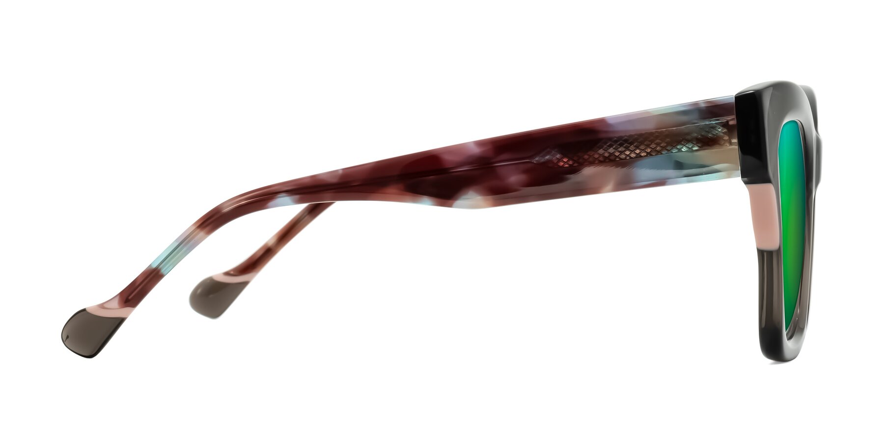 Side of Yatole in Gray/Floral with Green Mirrored Lenses