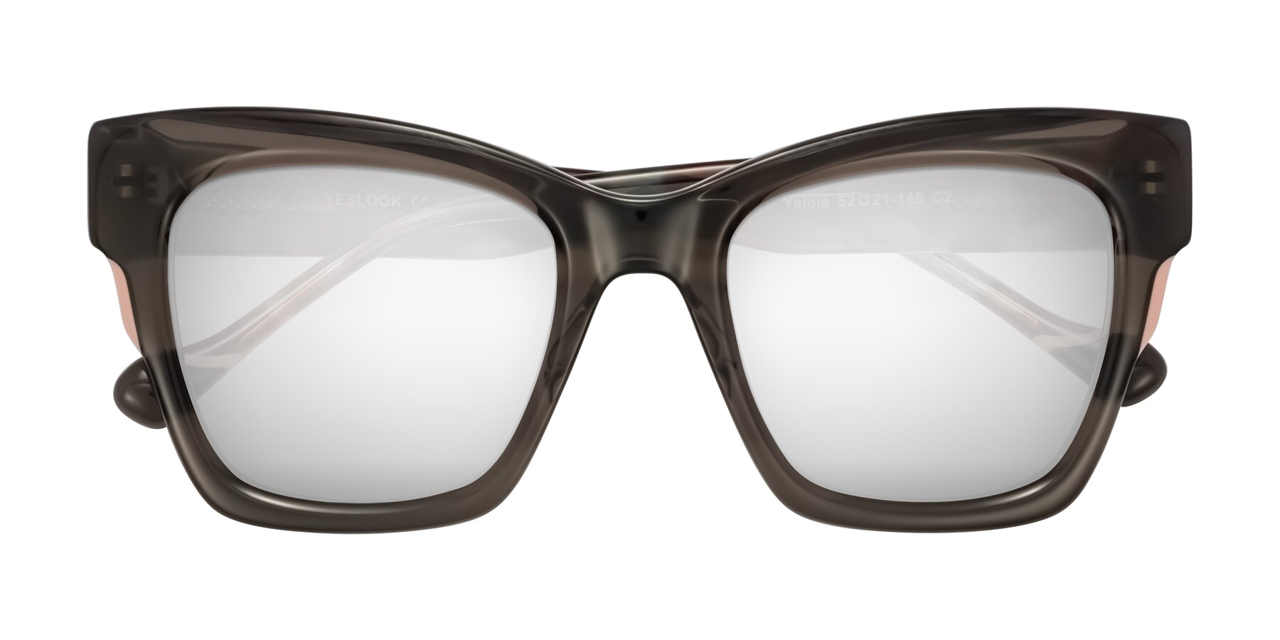 Folded Front of Yatole in Gray/Floral with Silver Mirrored Lenses