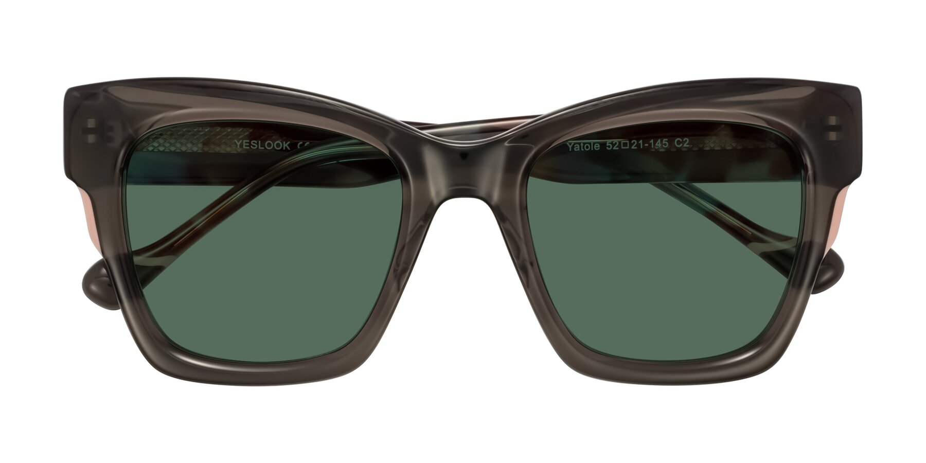 Folded Front of Yatole in Gray/Floral with Green Polarized Lenses