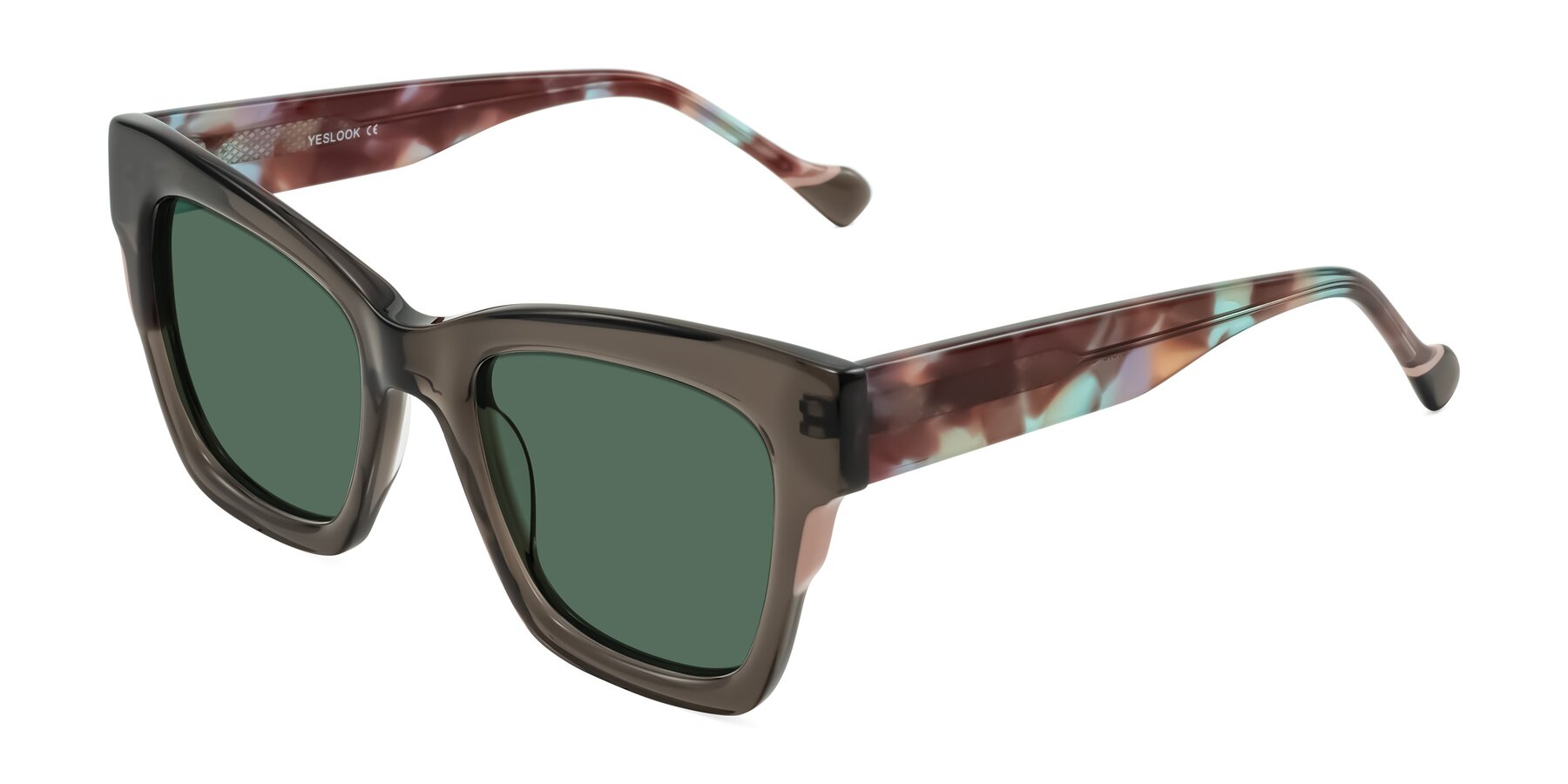 Angle of Yatole in Gray/Floral with Green Polarized Lenses