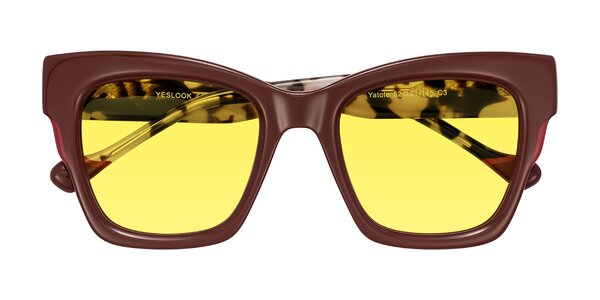 Front of Yatole in Maroon/Ivory Tortoise