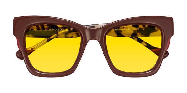 Front of Yatole in Maroon/Ivory Tortoise