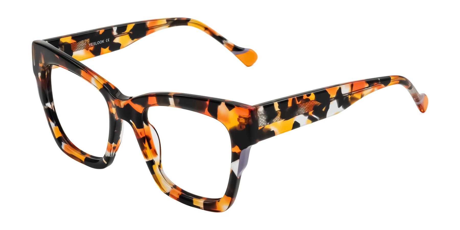 Angle of Yatole in Orange Tortoise with Clear Eyeglass Lenses