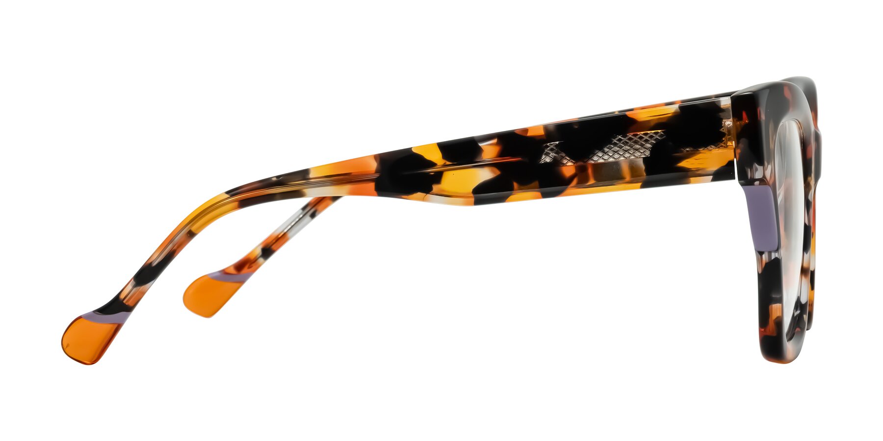 Side of Yatole in Orange Tortoise with Clear Eyeglass Lenses