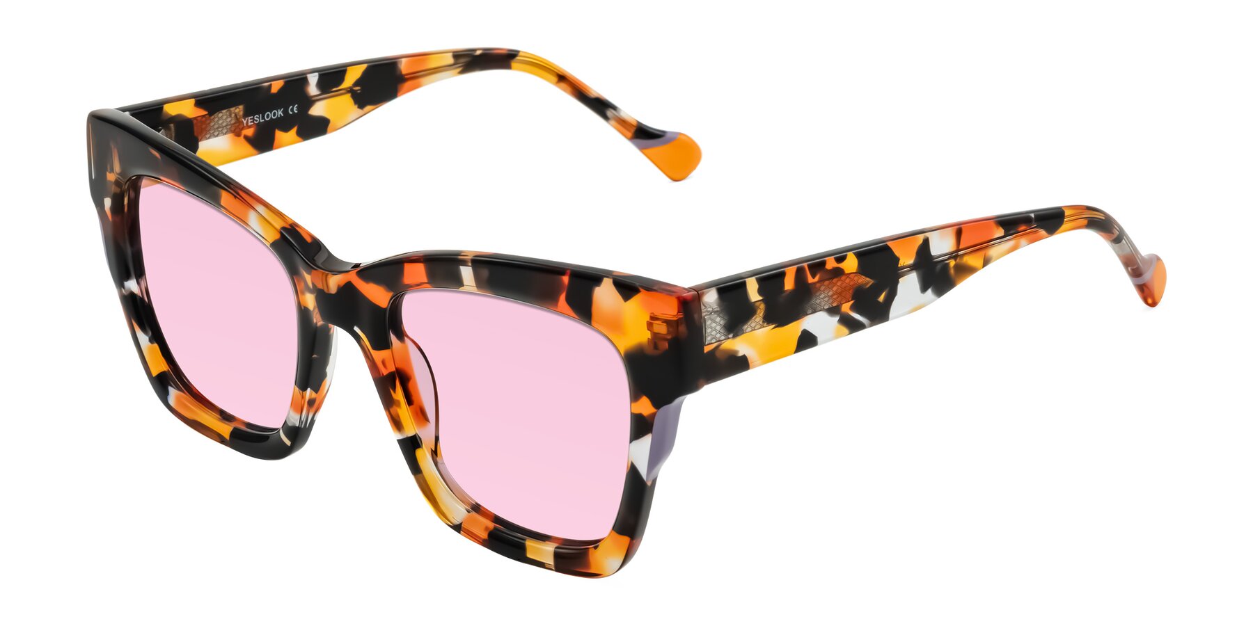 Angle of Yatole in Orange Tortoise with Light Pink Tinted Lenses