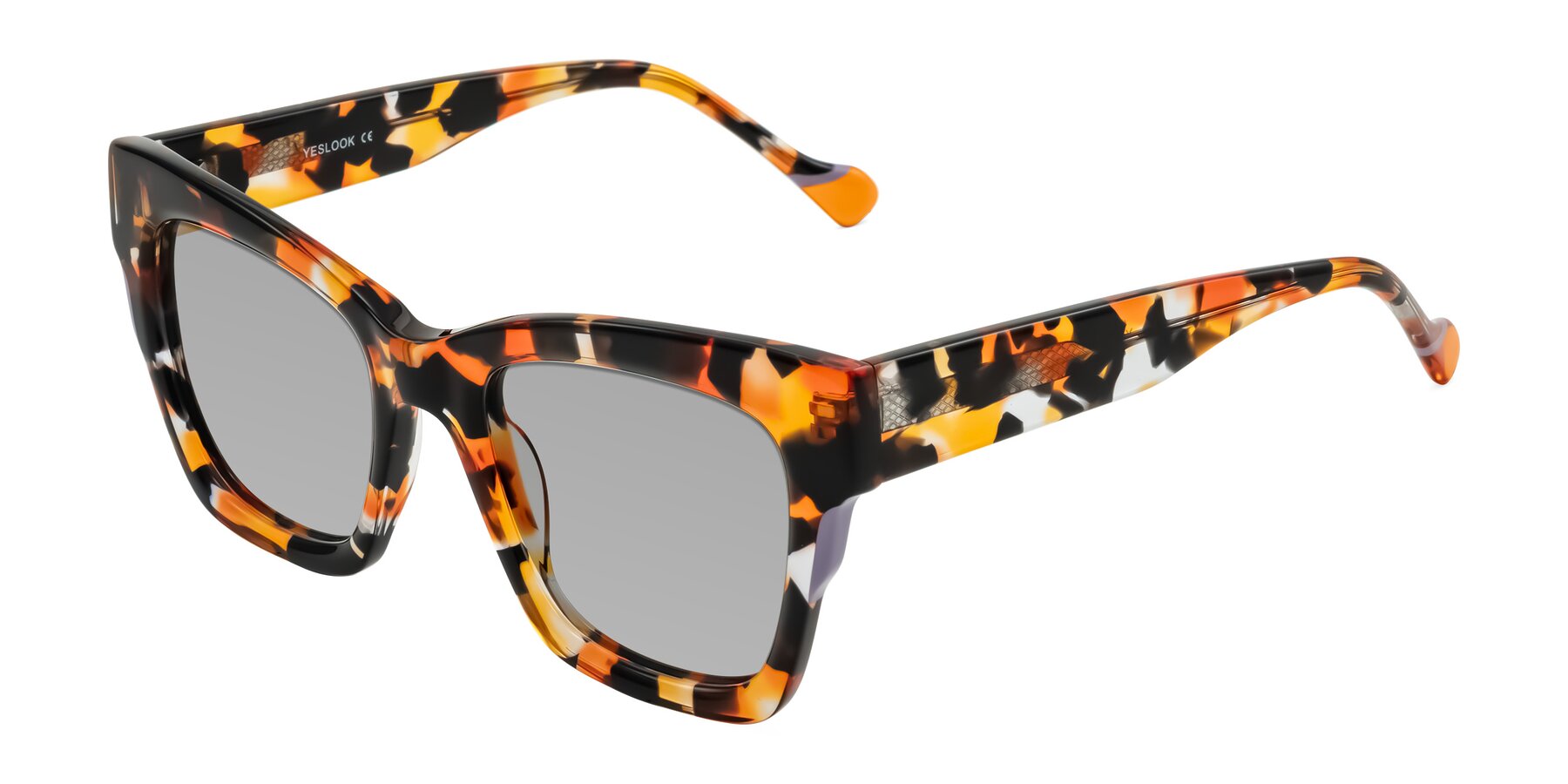 Angle of Yatole in Orange Tortoise with Light Gray Tinted Lenses