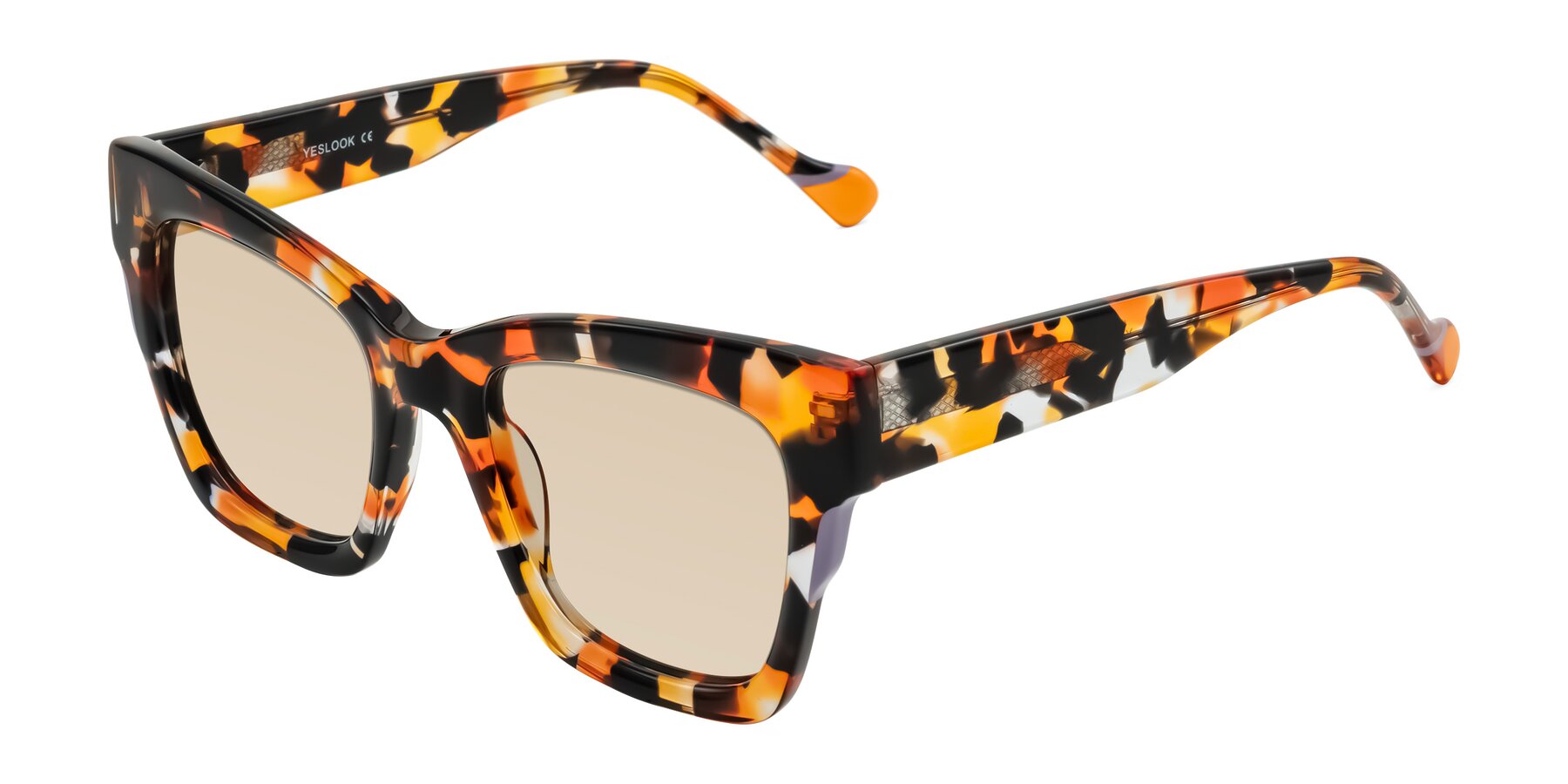 Angle of Yatole in Orange Tortoise with Light Brown Tinted Lenses