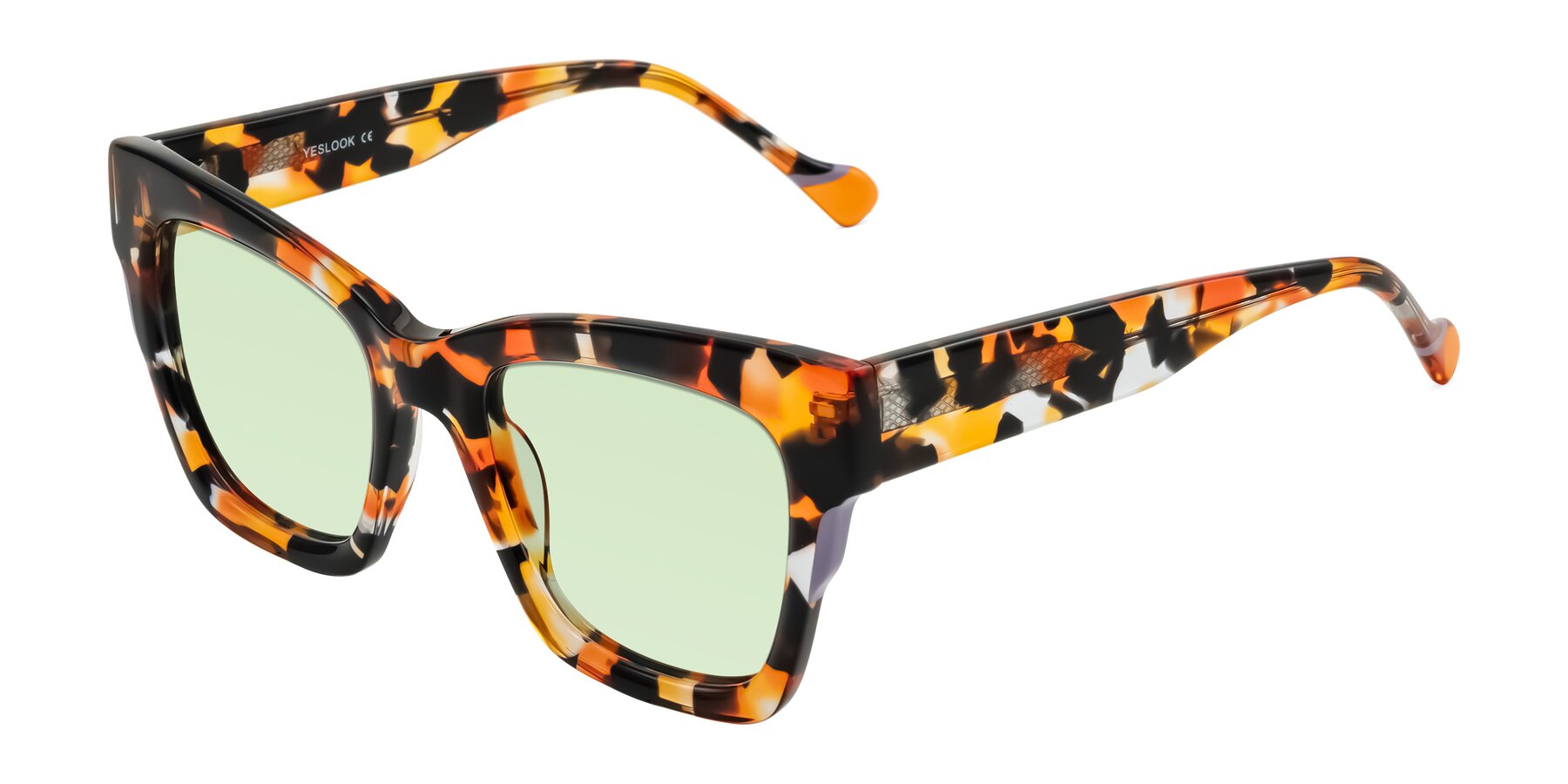 Angle of Yatole in Orange Tortoise with Light Green Tinted Lenses