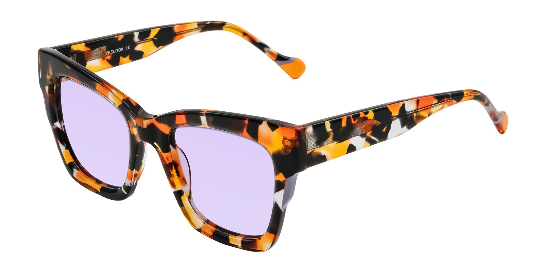 Angle of Yatole in Orange Tortoise with Light Purple Tinted Lenses