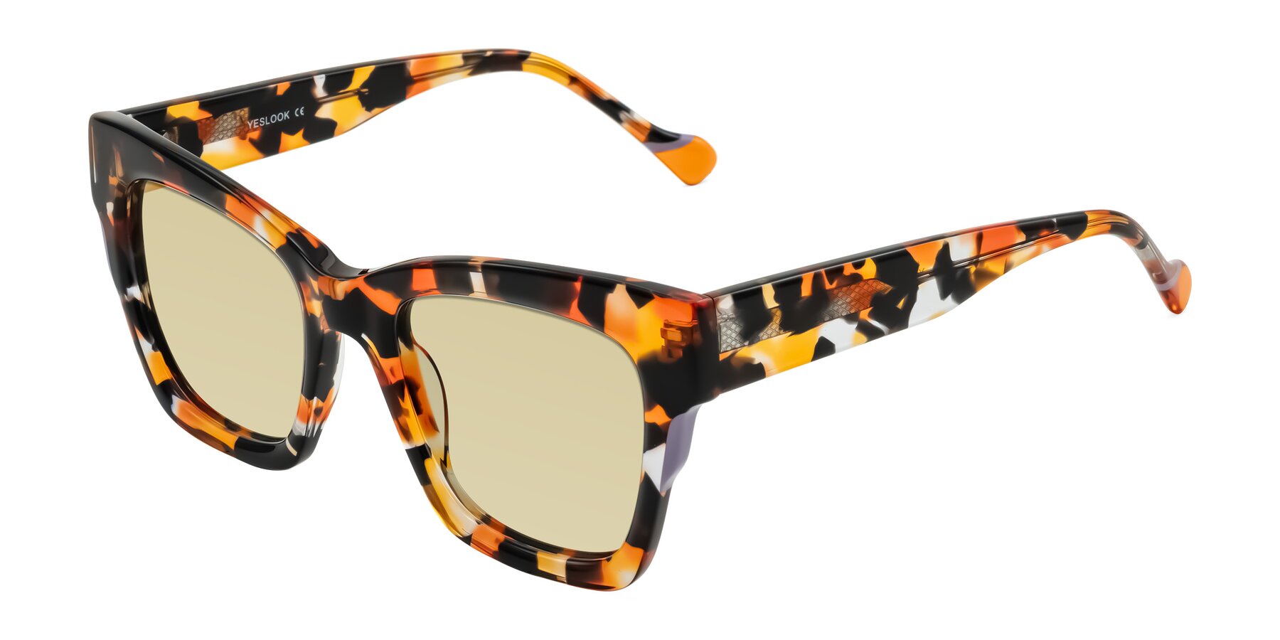 Angle of Yatole in Orange Tortoise with Light Champagne Tinted Lenses