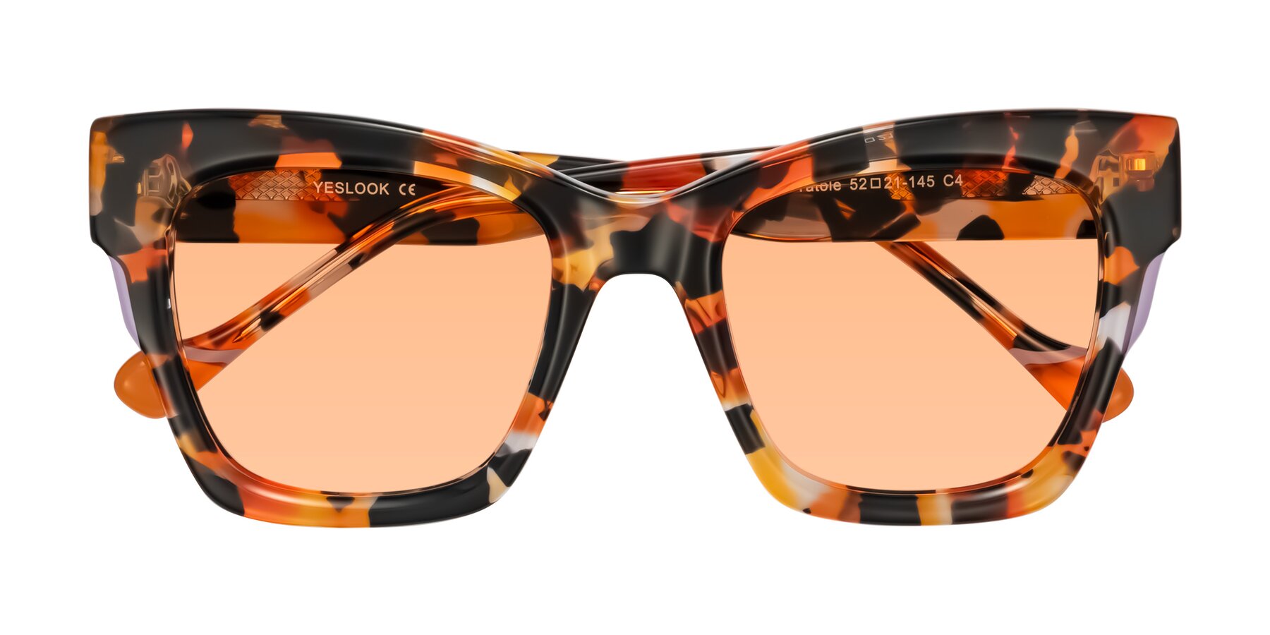 Folded Front of Yatole in Orange Tortoise with Light Orange Tinted Lenses
