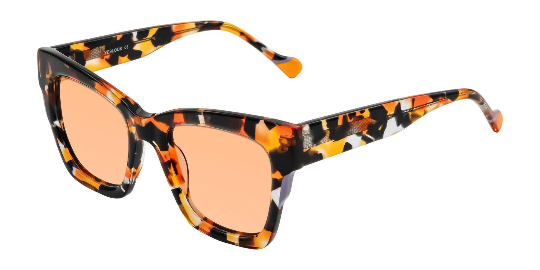 Angle of Yatole in Orange Tortoise with Light Orange Tinted Lenses