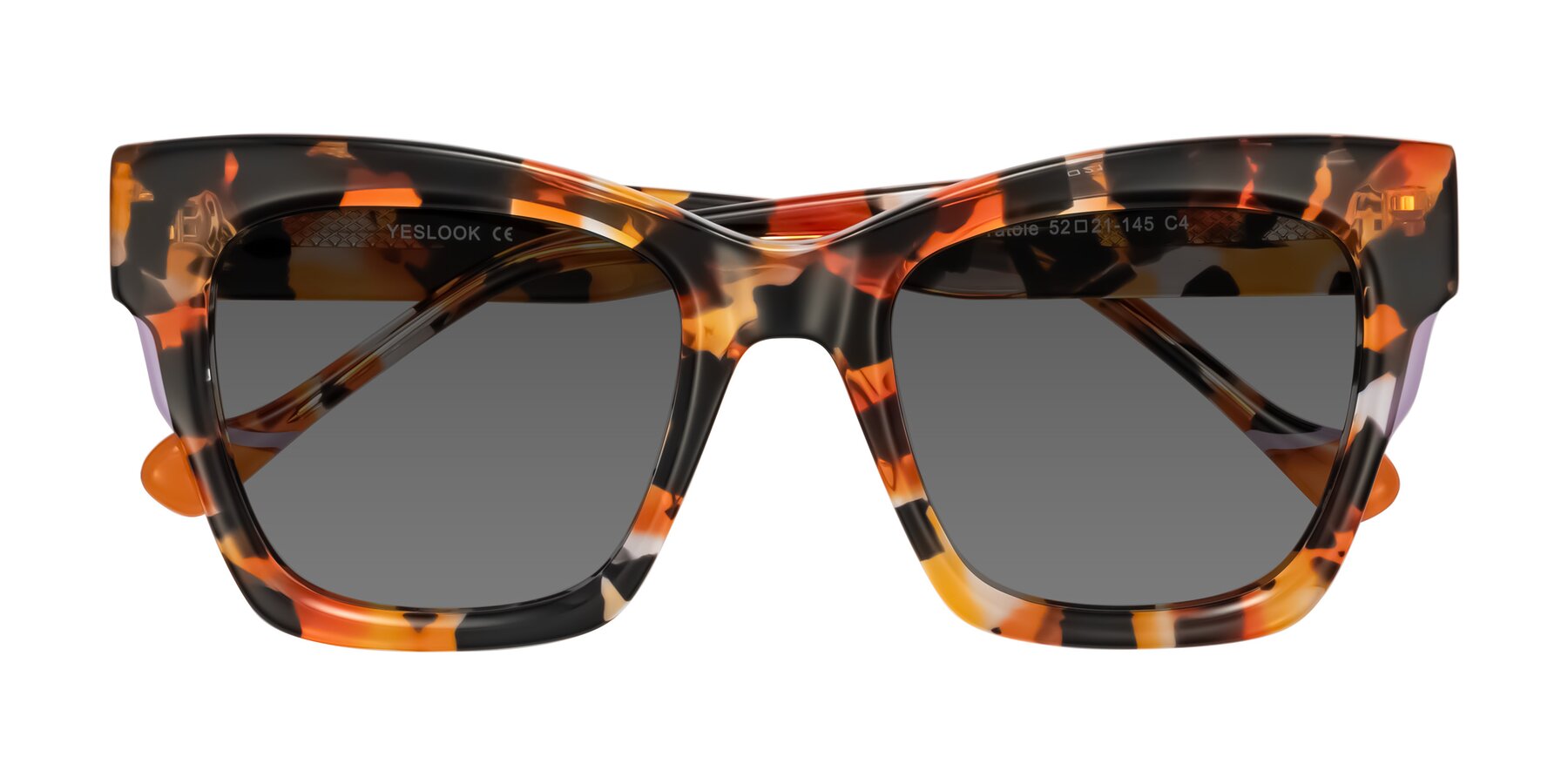 Folded Front of Yatole in Orange Tortoise with Medium Gray Tinted Lenses