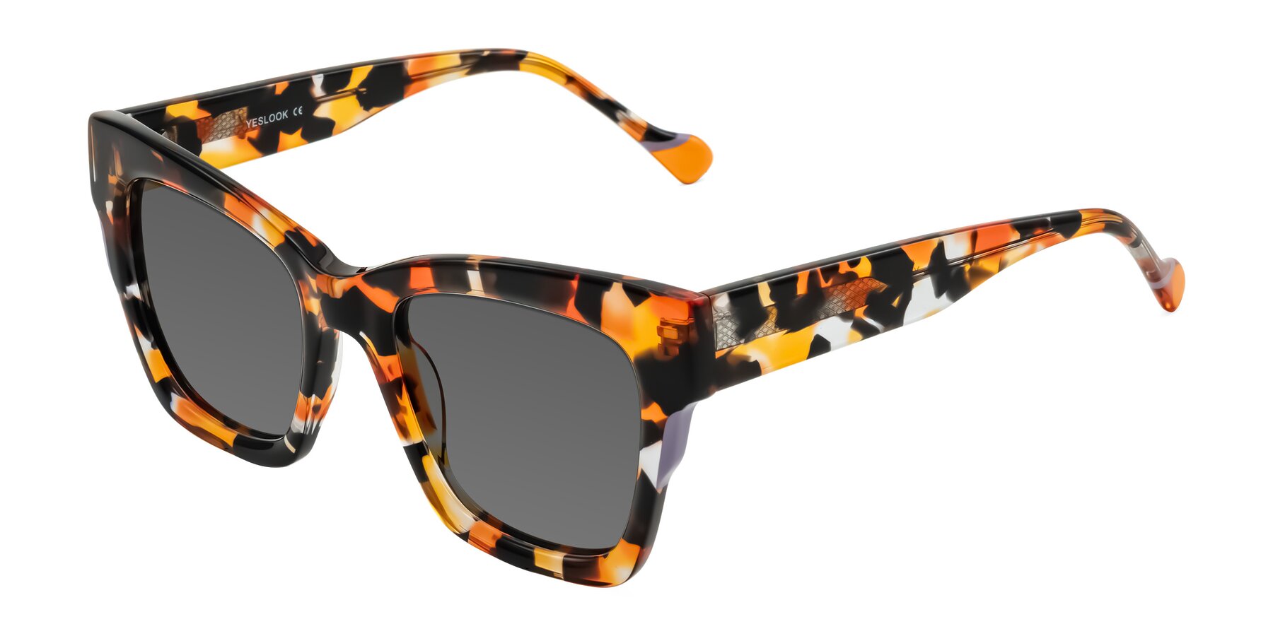 Angle of Yatole in Orange Tortoise with Medium Gray Tinted Lenses