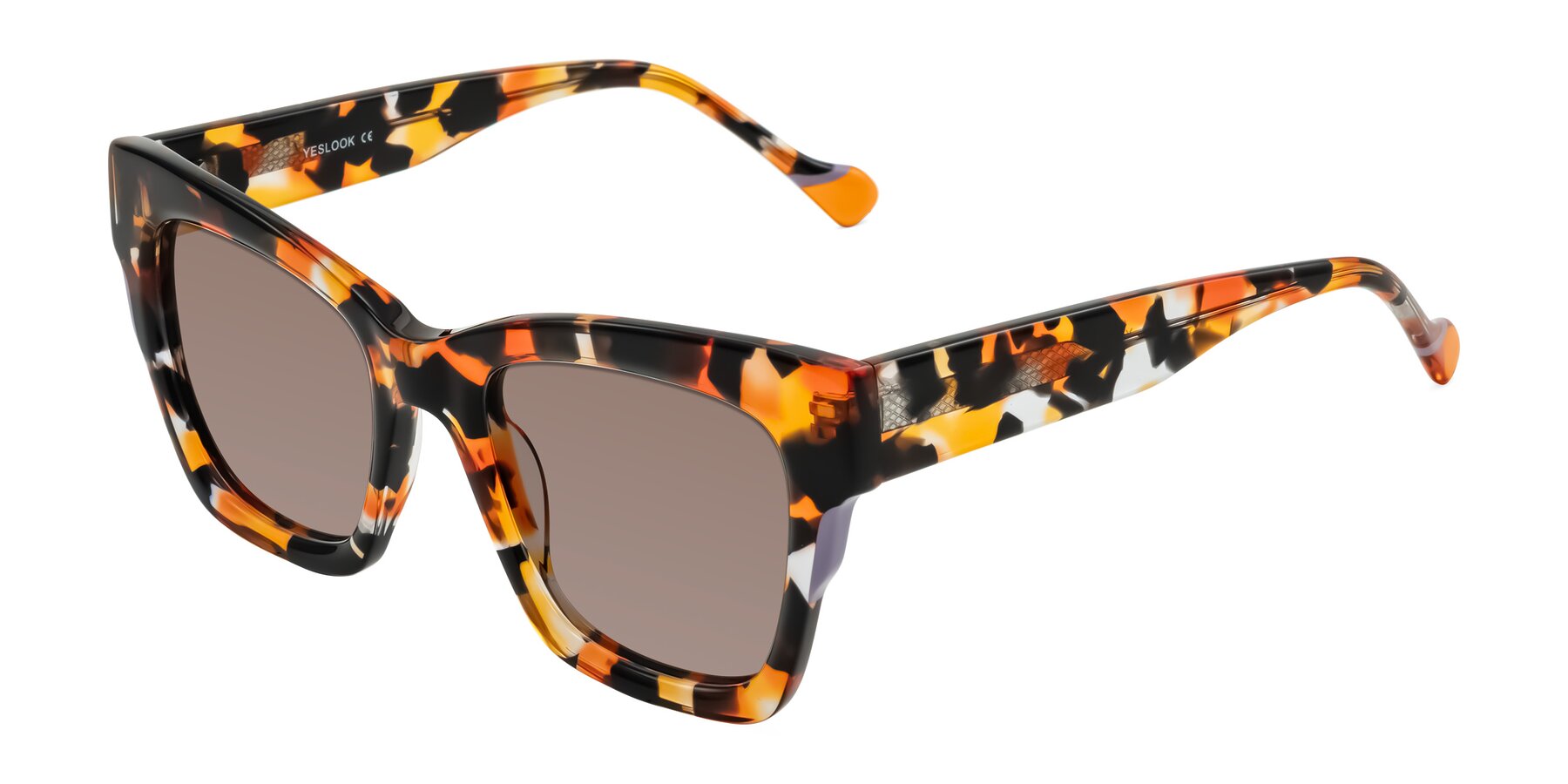 Angle of Yatole in Orange Tortoise with Medium Brown Tinted Lenses
