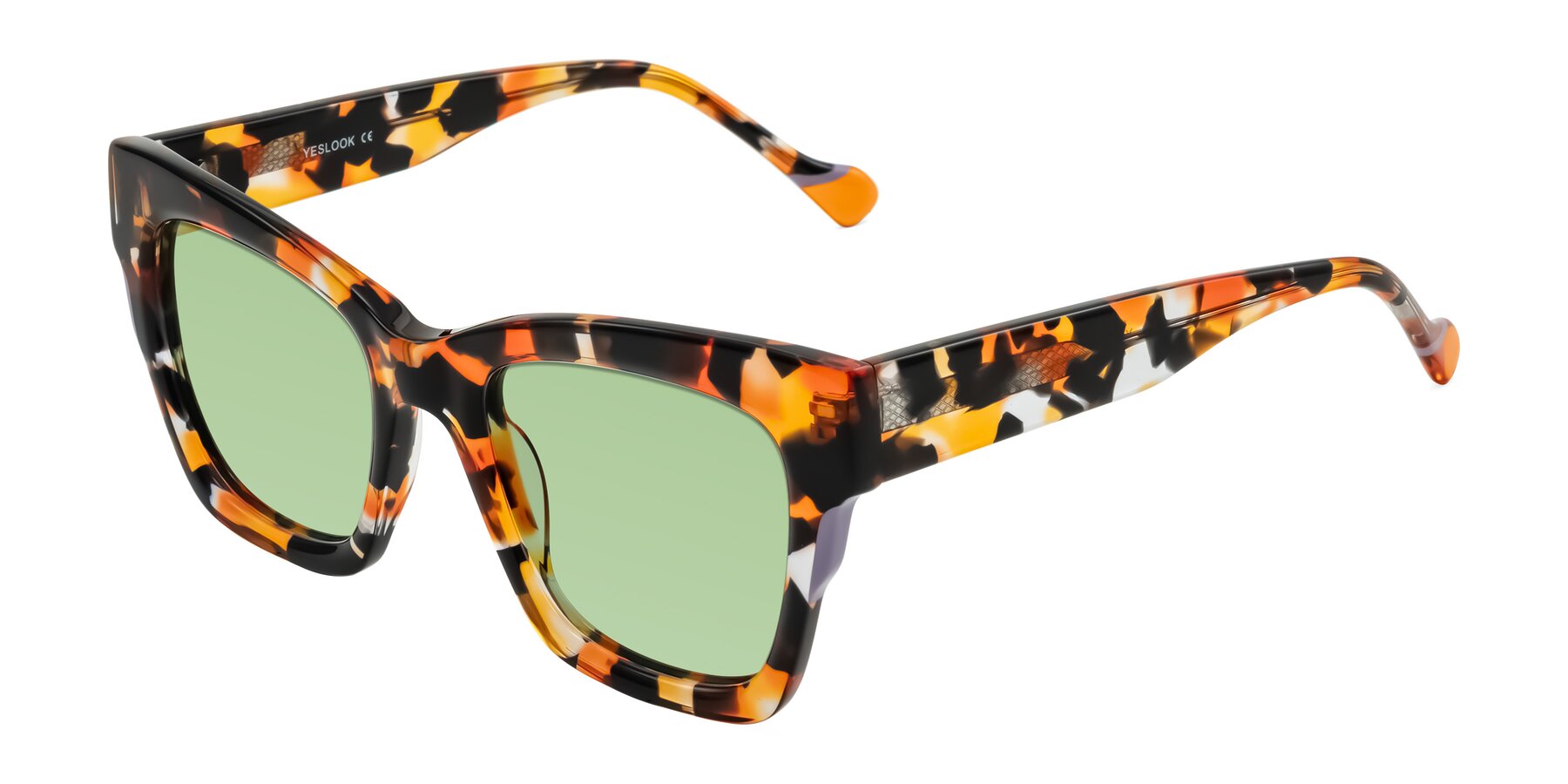 Angle of Yatole in Orange Tortoise with Medium Green Tinted Lenses