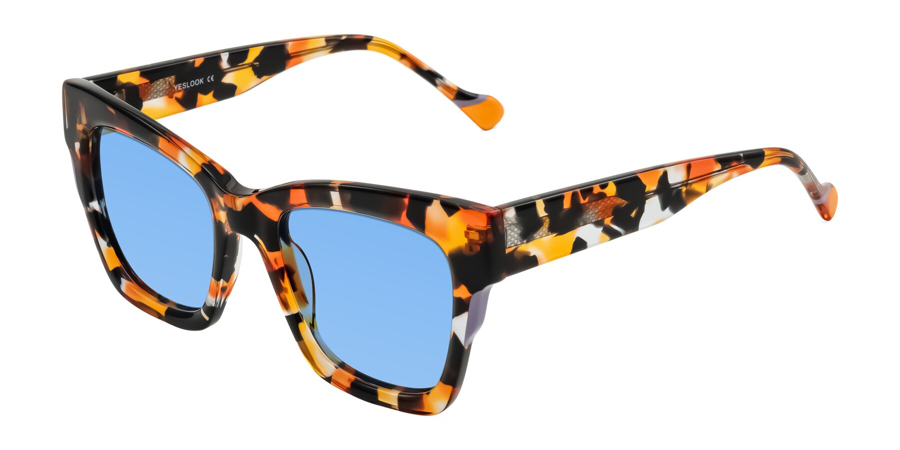 Angle of Yatole in Orange Tortoise with Medium Blue Tinted Lenses