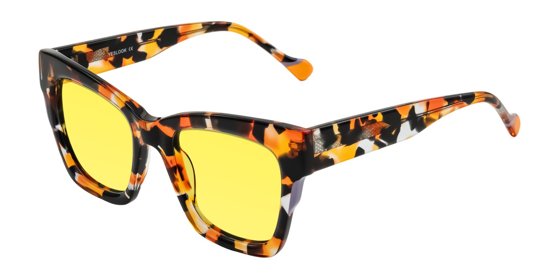 Angle of Yatole in Orange Tortoise with Medium Yellow Tinted Lenses