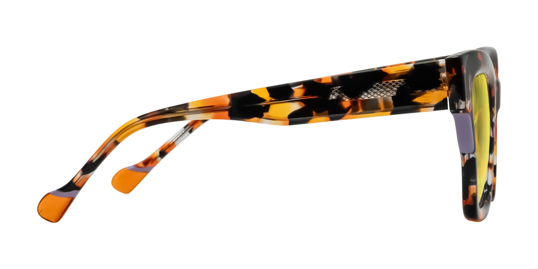 Side of Yatole in Orange Tortoise with Medium Yellow Tinted Lenses