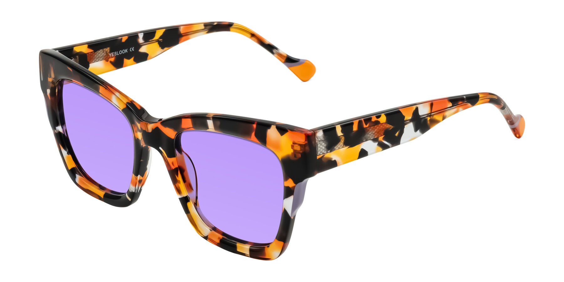 Angle of Yatole in Orange Tortoise with Medium Purple Tinted Lenses