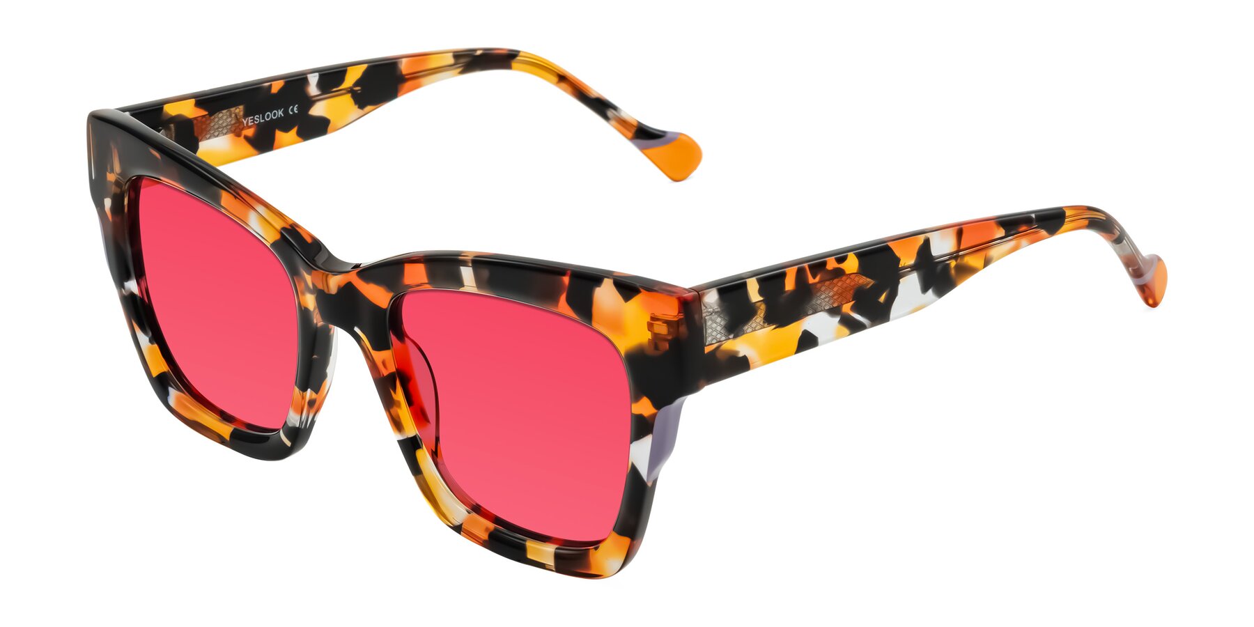 Angle of Yatole in Orange Tortoise with Red Tinted Lenses