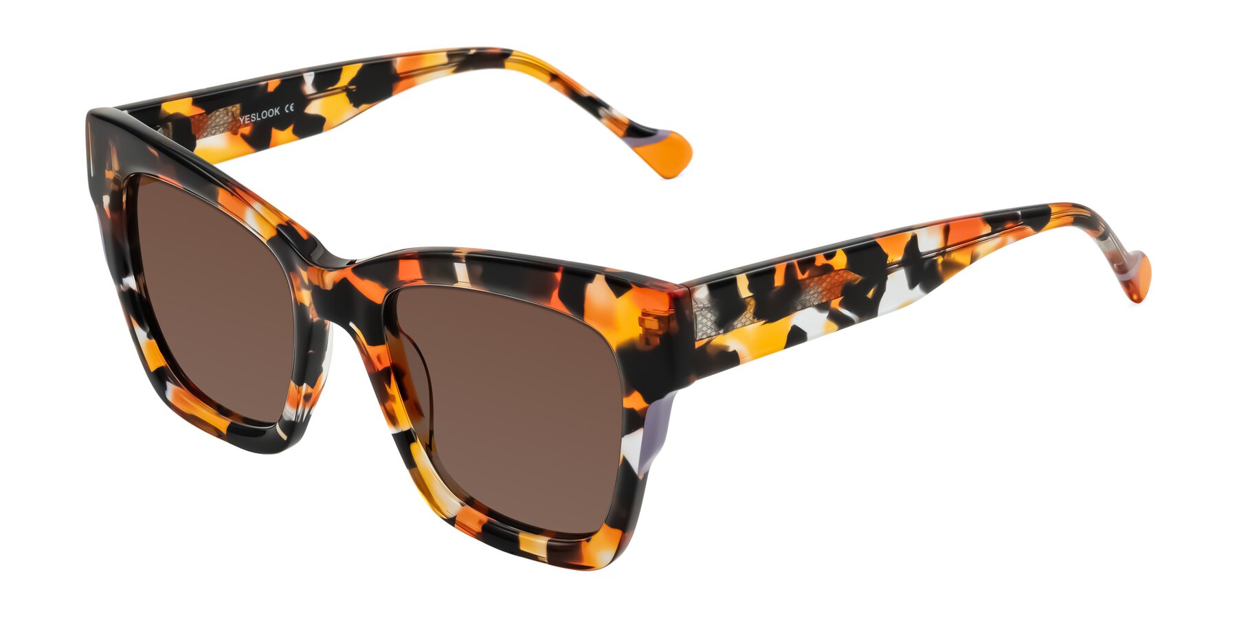 Angle of Yatole in Orange Tortoise with Brown Tinted Lenses