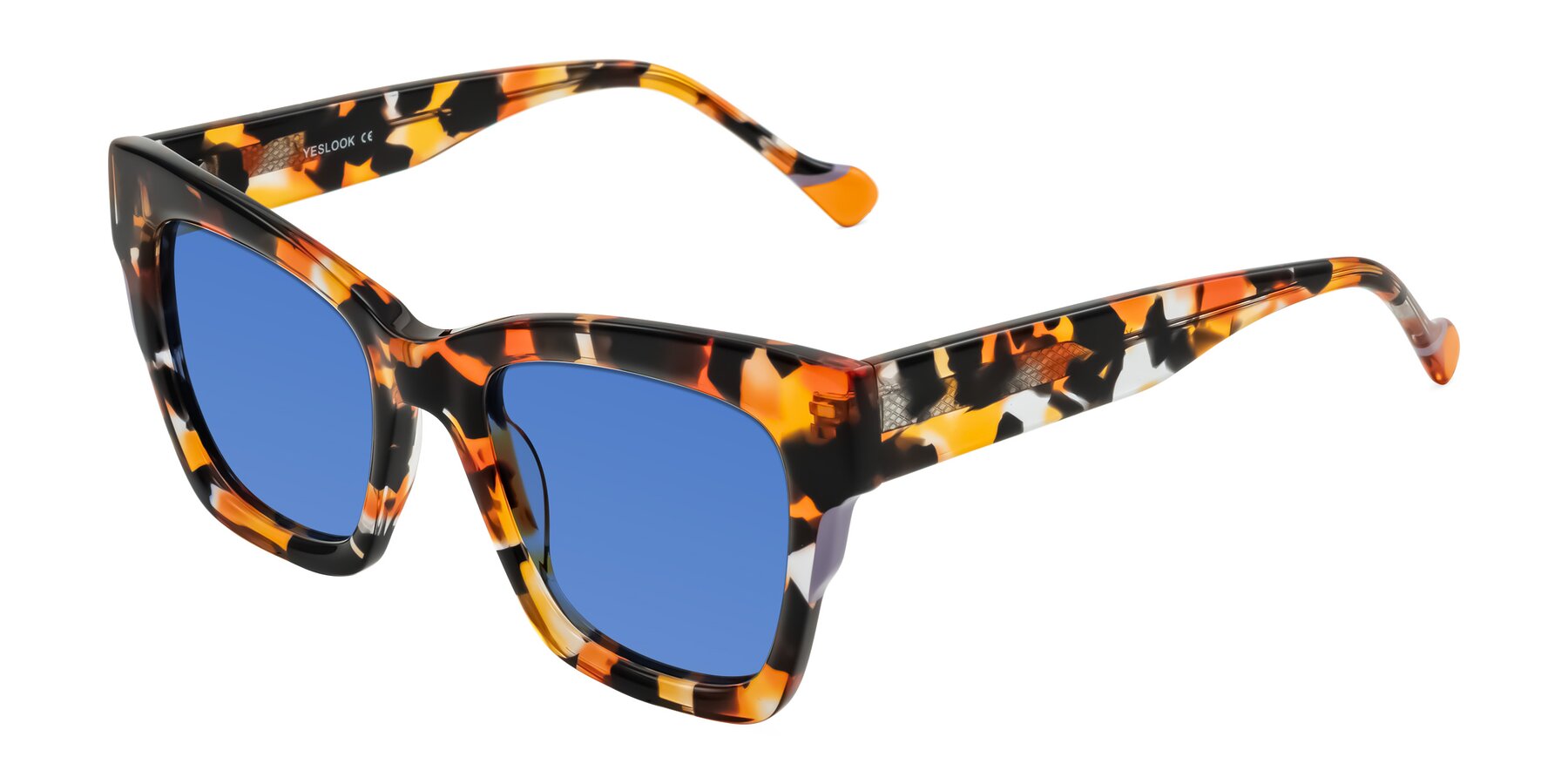 Angle of Yatole in Orange Tortoise with Blue Tinted Lenses