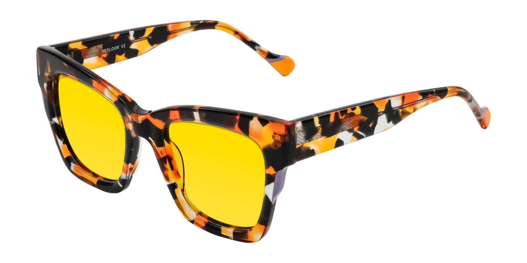 Angle of Yatole in Orange Tortoise with Yellow Tinted Lenses