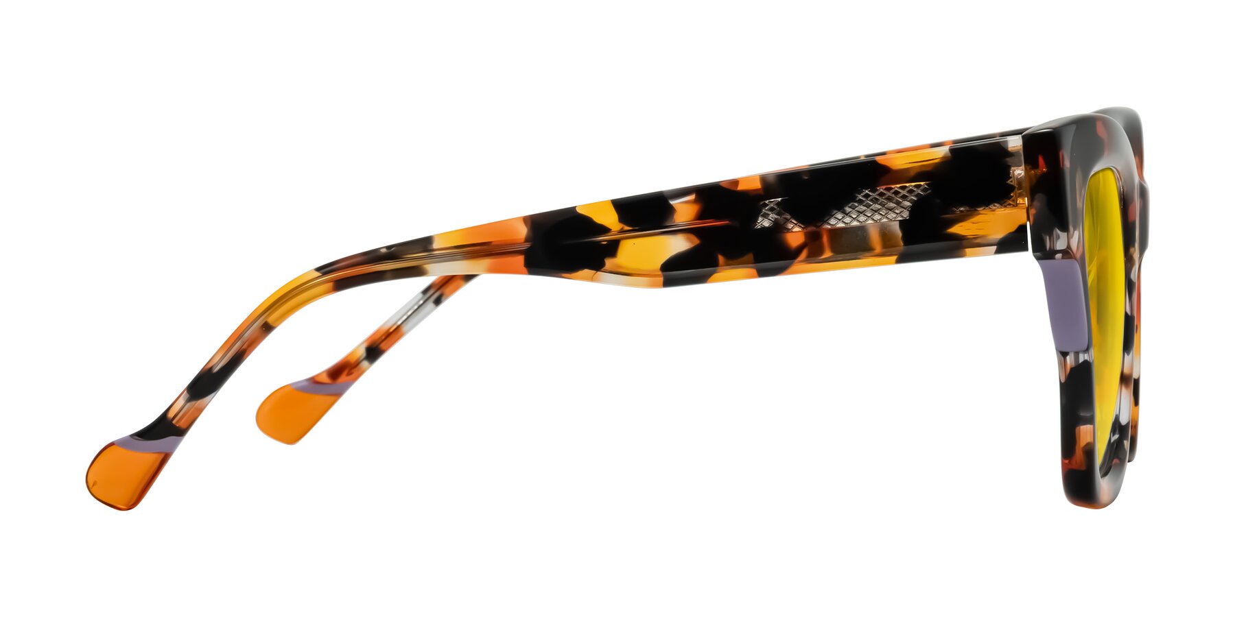 Side of Yatole in Orange Tortoise with Yellow Tinted Lenses